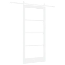 Porte Coulissante avec Ensemble de Quincaillerie Blanche 93x202 cm Bois Massif Pin 