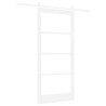 Porte Coulissante avec Ensemble de Quincaillerie Blanche 93x202 cm Bois Massif Pin 