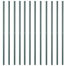 Poteaux de clôture 12 pcs Vert 140 cm Acier peint par poudre 