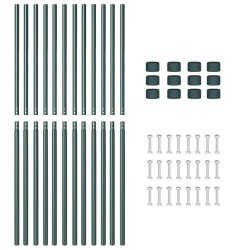 Poteaux de clôture 12 pcs Vert 140 cm Acier peint par poudre 