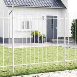 Clôture de jardin , pointe lance blanche, 1,7x1,5 m en acier 