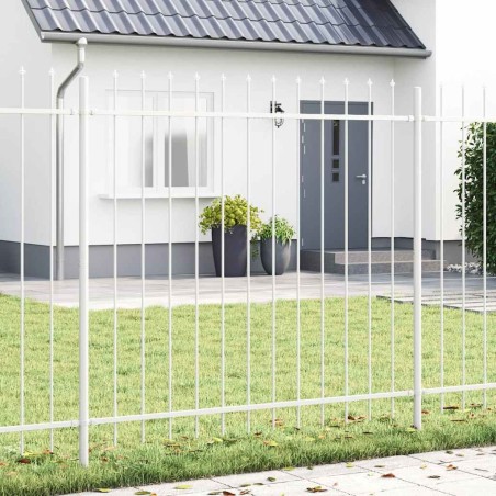 Clôture de jardin , pointe lance blanche, 1,7x1,5 m en acier 