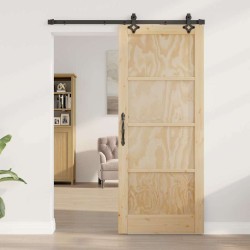 Porte coulissante avec ensemble de quincaillerie 'ORKDAL'en bois massif de pin 