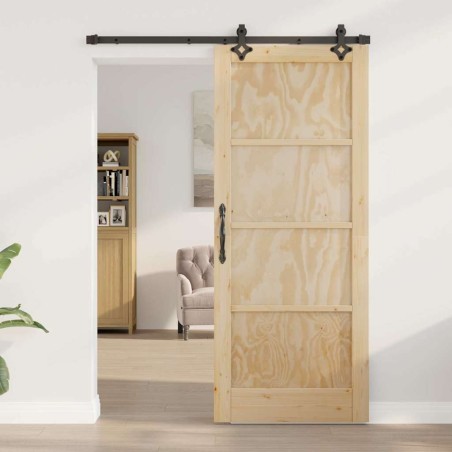 Porte coulissante avec ensemble de quincaillerie 'ORKDAL'en bois massif de pin 
