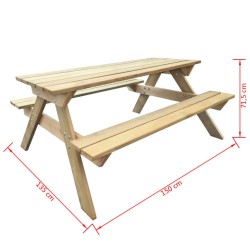 Table de pique-nique 150 x 135 x 71,5 cm Bois 