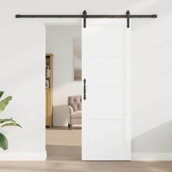 Porte coulissante avec quincaillerie blanche 73.5x211 cm en pin massif 