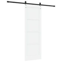 Porte coulissante avec quincaillerie blanche 73.5x211 cm en pin massif 
