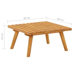 Repose-pied de jardin avec coussin 60x60x29 cm Bois d'acacia 