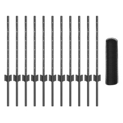 Set de Clôture de Jardin Set de 2 Gris Métal Grand Durable 