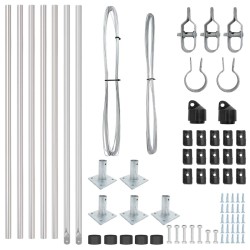 Ensemble de poteaux de clôture 7 pcs Argent Ø32mm 160 cm Acier 