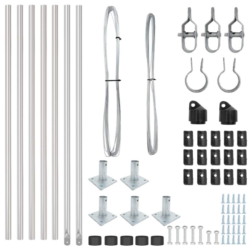 Ensemble de poteaux de clôture 7 pcs Argent Ø32mm 160 cm Acier 