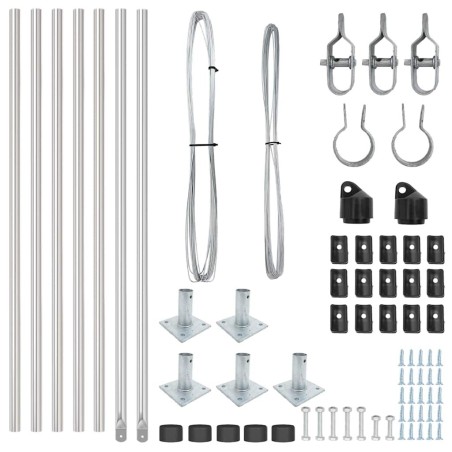 Ensemble de poteaux de clôture 7 pcs Argent Ø32mm 160 cm Acier 