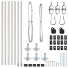 Ensemble de poteaux de clôture 7 pcs Argent Ø32mm 160 cm Acier 