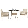 Ensemble de salle à manger de jardin 3 pièces beige poly rotin 