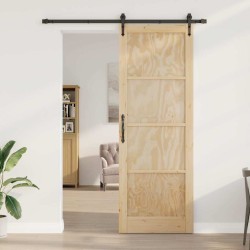 Porte Coulissante avec Kit Matériel 83x232 cm Bois Massif Pin 