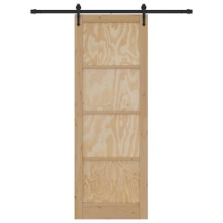 Porte Coulissante avec Kit Matériel 83x232 cm Bois Massif Pin 