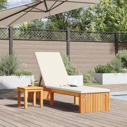 Chaise longue avec coussin 200x55x30 cm en bois d'acacia 