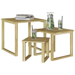 Ensemble de tables de transat 3 pièces en bois d'acacia massif 