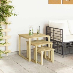 Ensemble de tables de transat 3 pièces en bois d'acacia massif 
