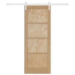 Porte Coulissante avec Ensemble de Quincaillerie 78x202 cm en Bois Massif de Pin 