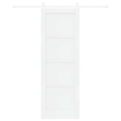 Porte Coulissante avec Ensemble de Matériel Blanc 73,5x211 cm Bois Massif Pin 