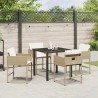 Ensemble de jardin 5 pièces avec des coussins beiges en poly rotin 