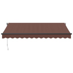 Auvent manuel rétractable avec LED marron 350x250 cm 