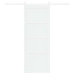 Porte coulissante avec quincaillerie blanche de 83x211 cm en bois massif de pin 