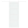 Porte coulissante avec quincaillerie blanche de 83x211 cm en bois massif de pin 