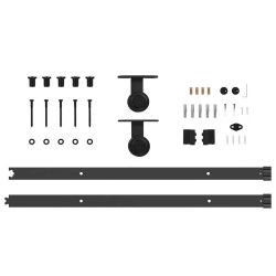 Kit de quincaillerie de porte coulissante 213,5 cm acier noir 