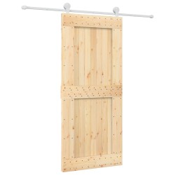 Porte coulissante et kit de quincaillerie 90x210 cm pin massif 