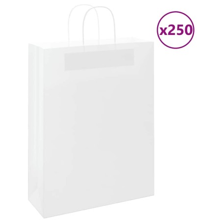 Sacs en papier 250 pcs avec poignées blanc 32x12x42 cm 