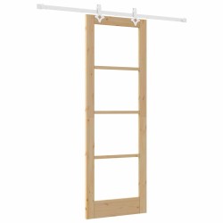Ensemble de Porte Coulissante avec Matériel 73,5 x 211 cm Bois Massif Pin 