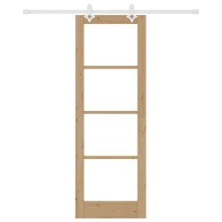 Ensemble de Porte Coulissante avec Matériel 73,5 x 211 cm Bois Massif Pin 