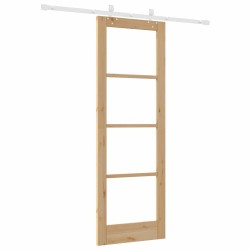 Ensemble de Porte Coulissante avec Matériel 73,5 x 211 cm Bois Massif Pin 