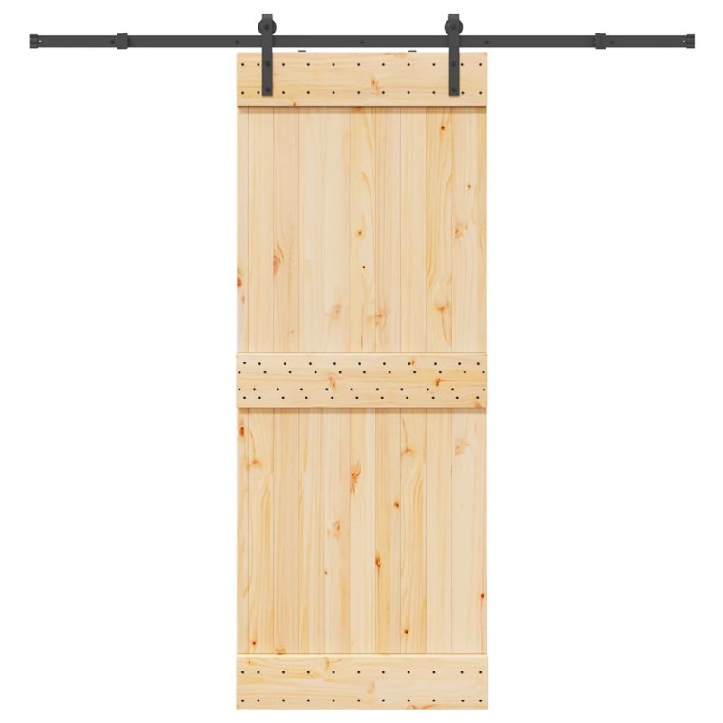 Porte coulissante et kit de quincaillerie 80x210 cm pin massif 