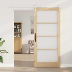 Porte coulissante avec kit de quincaillerie 93x211 cm en pin massif 