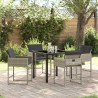 Ensemble de salle à manger de jardin 5 pièces avec des coussins gris clair en poly rotin 