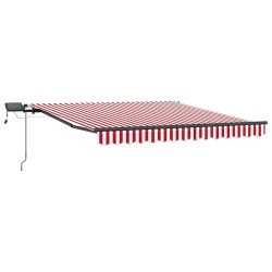 Store Rétractable Manuel avec LED Rayures Rouges et Blanches 350x250 cm 