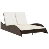 Chaise longue avec coussins marron 114x205x73 cm résine tressée 