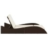 Chaise longue avec coussins marron 114x205x73 cm résine tressée 