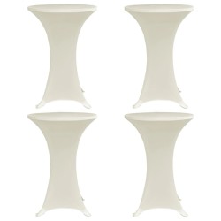 Housses élastiques de table Ø 70 cm Crème 4 pcs 