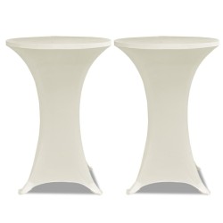 Housses élastiques de table Ø 70 cm Crème 4 pcs 