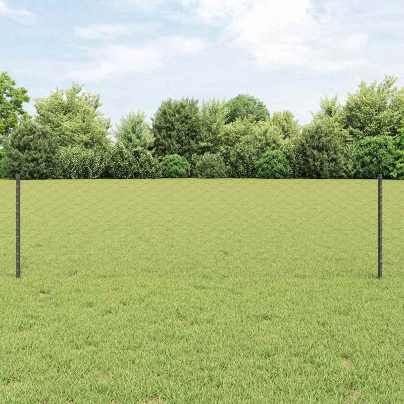 Poteaux de clôture 5 pcs U-Channel Gris 60 cm Acier 