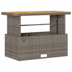 Ensemble de salle à manger de jardin 4 pièces avec coussins gris en poly rotin et acacia 