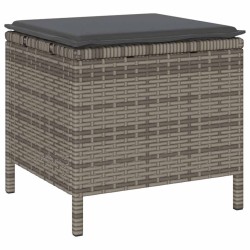 Ensemble de salle à manger de jardin 4 pièces avec coussins gris en poly rotin et acacia 