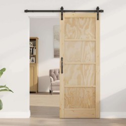 Porte Coulissante avec Quincaillerie 78x202 cm Bois Massif Pin 