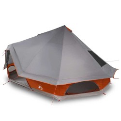 Tente Tipi - Grise et orange, 10 personnes, étanche 