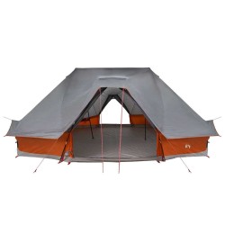 Tente Tipi - Grise et orange, 10 personnes, étanche 