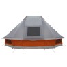 Tente Tipi - Grise et orange, 10 personnes, étanche 